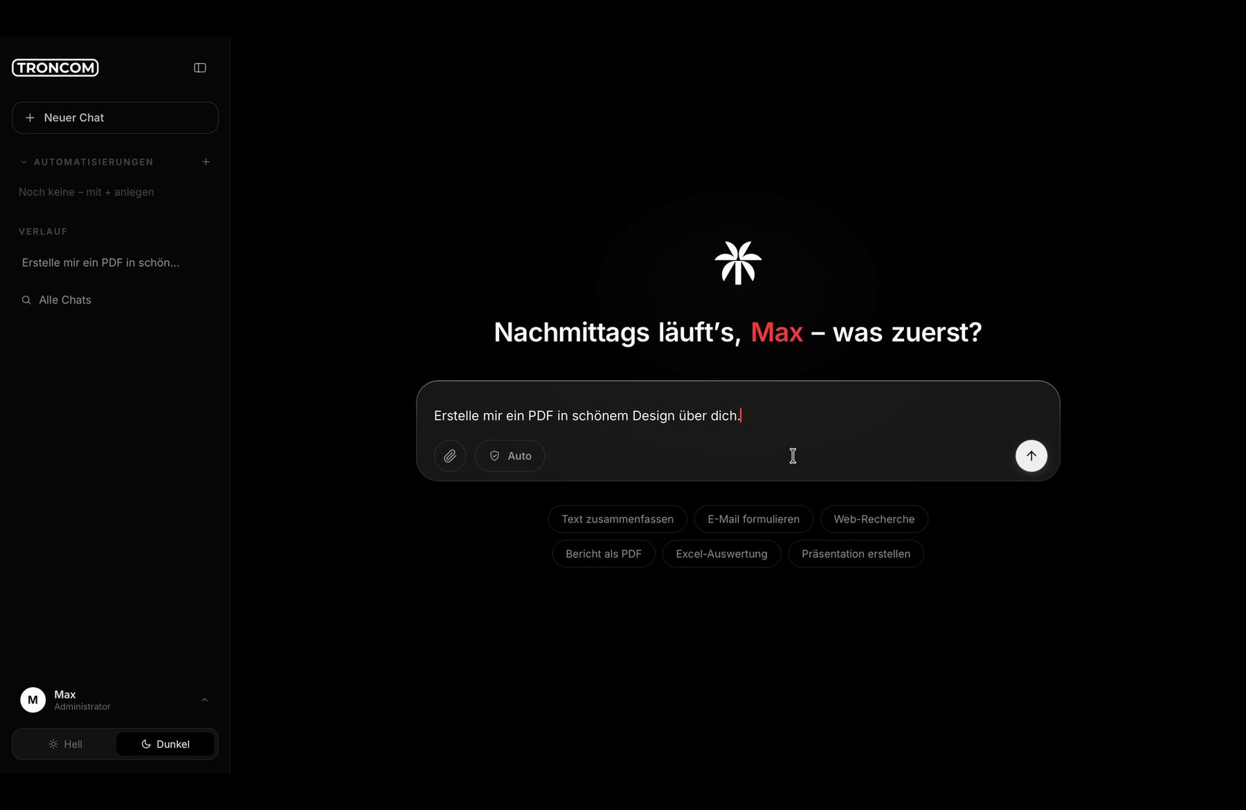 Das Troncom-Interface mit Eingabefeld